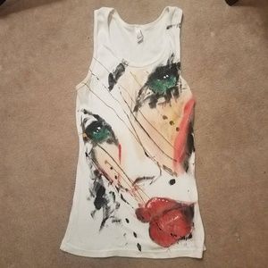 ONE of a KIND Hand Painted Beautiful Face Tee